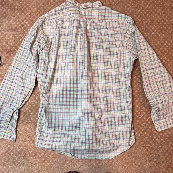 Ralph Lauren Custom Fit Button Up Shirt Spring Green Plaid Men's Size L Summery - Picture 7 of 10